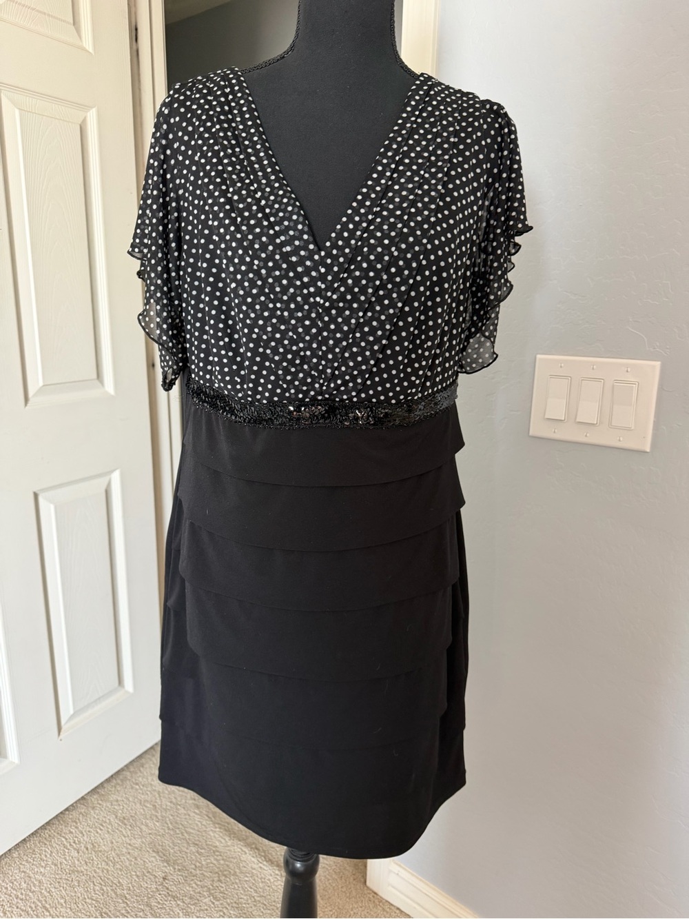 Black Polka Dot Tiered Dress